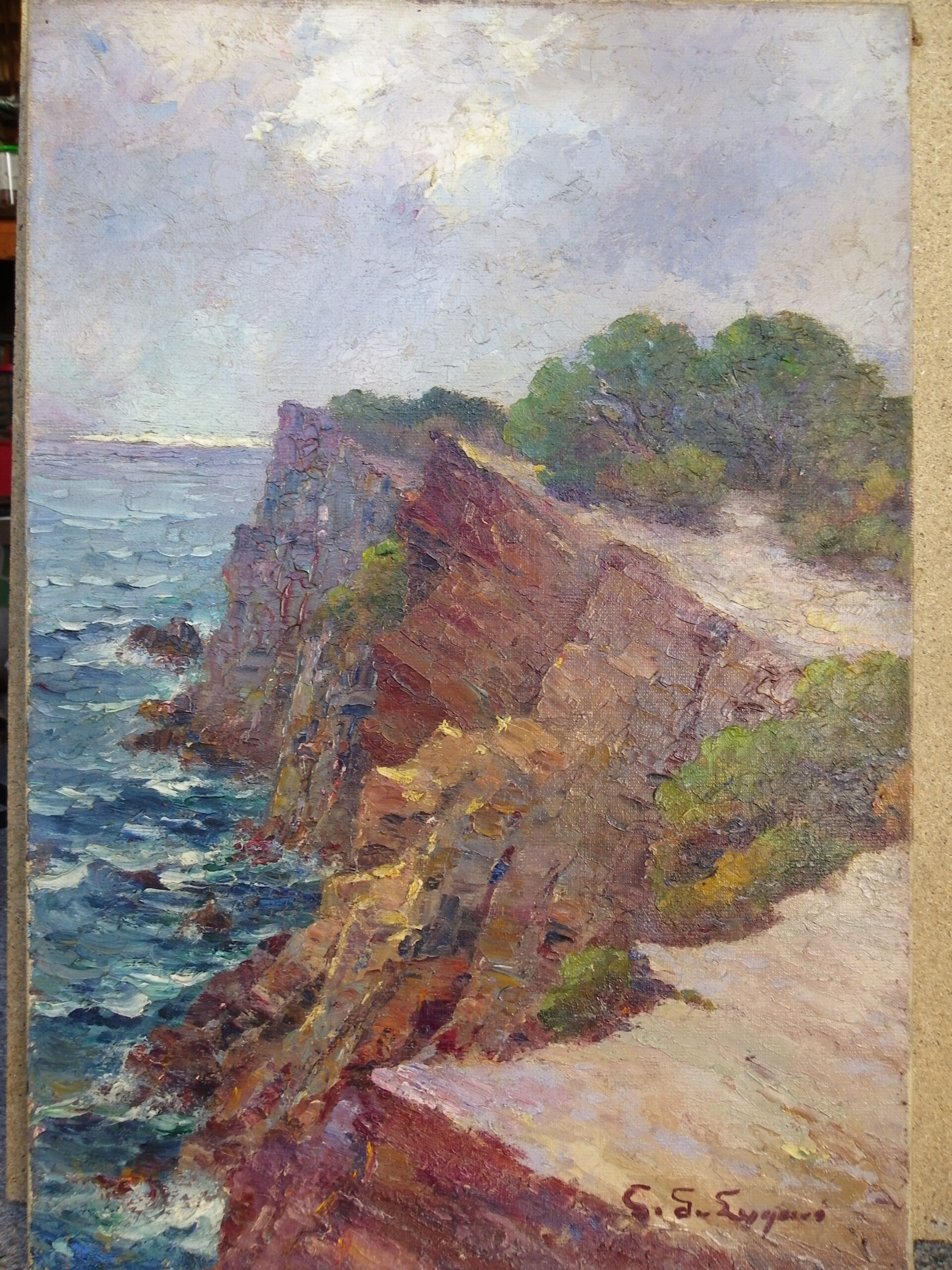 Peinture Tableau, Pastel Huile sur toile Ile de Porquerolles