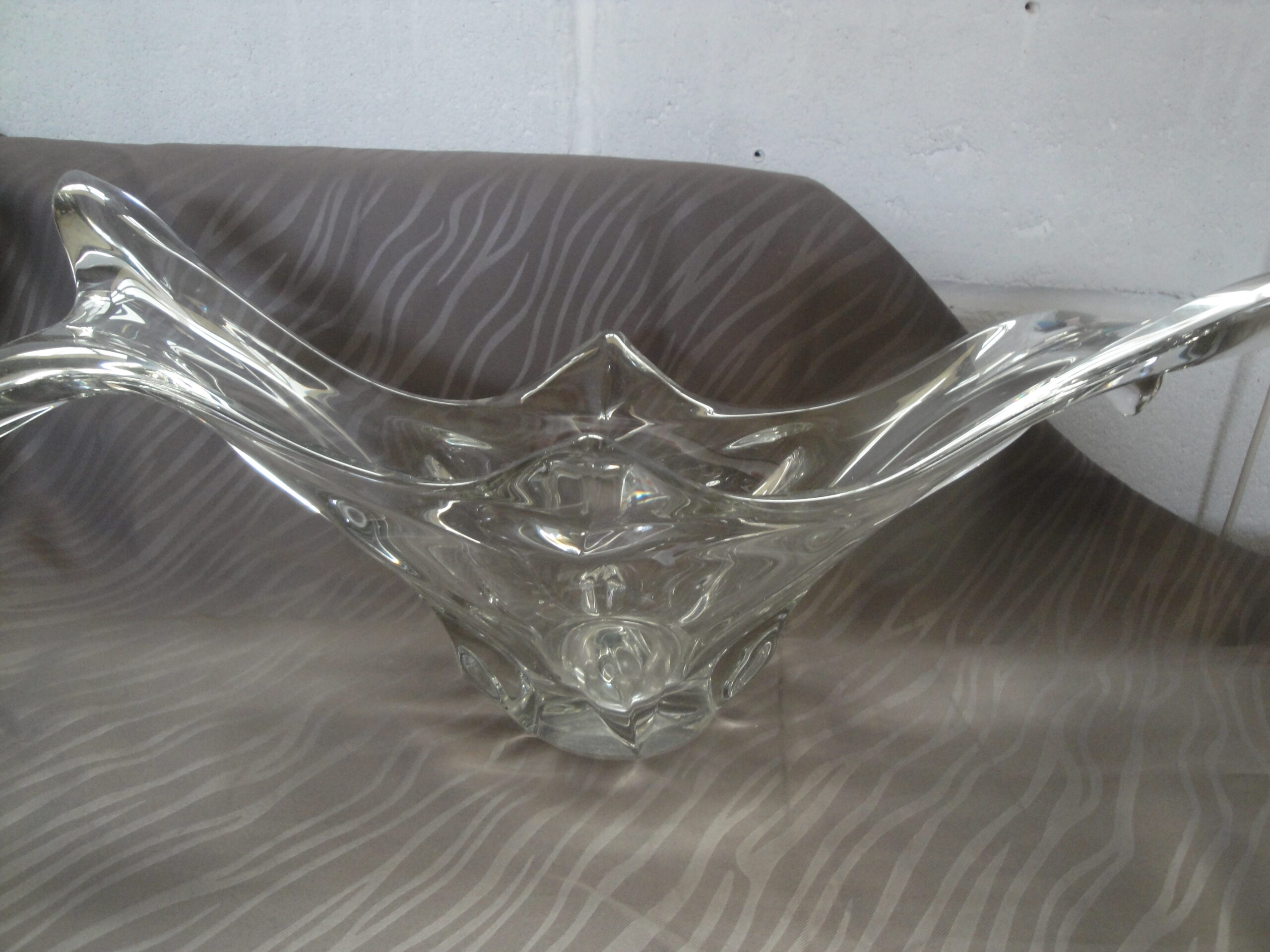 Grand Bol En Verre Vintage – Coupe à Fruits Rétro – Décor Arbres Soufflés